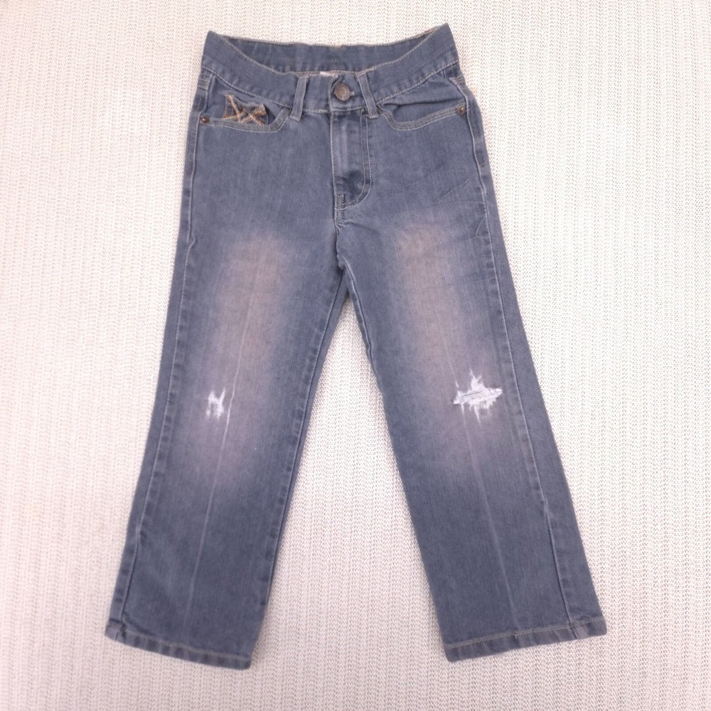 American Hawk Jeans Boys 6 Blue Gray Denim Slim Fit‎ Straight Leg Distressed